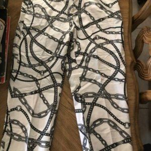 NWT $110 MICHAEL KORS Keegan Chain Print Blk/White Pants Black 16W